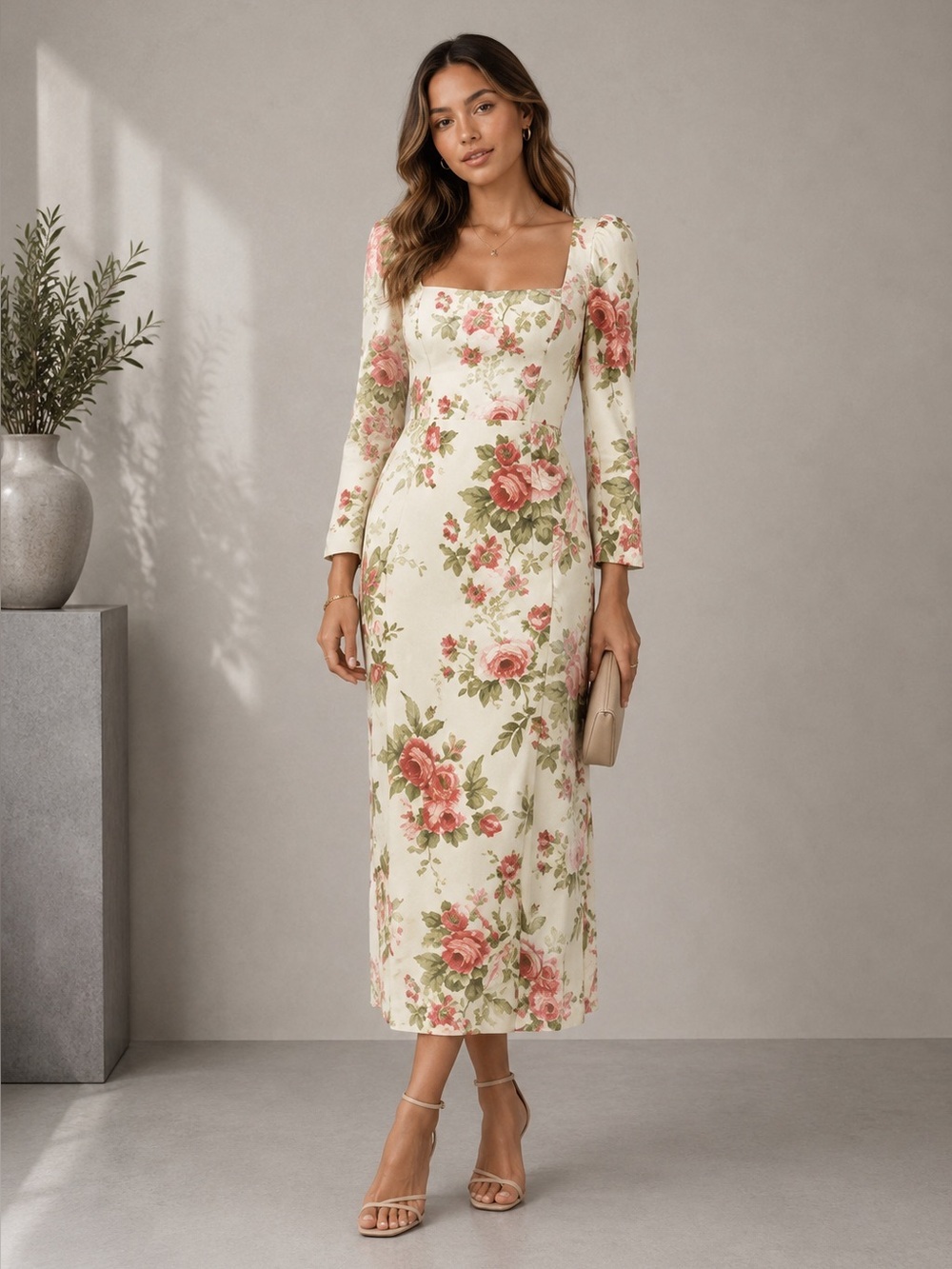 NEW Reformation Hilda Midi Square Neck Dress B50